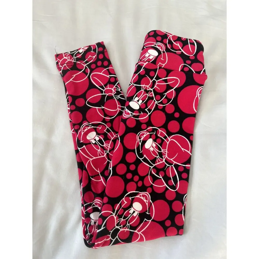 Lularoe Pink Red Minnie Leggings S/M